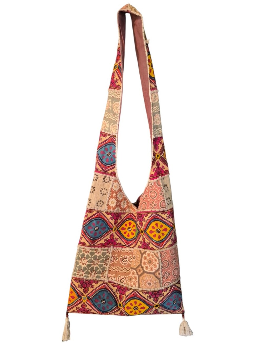 Boho Patchwork Sling Bag - Multicolor-           U26